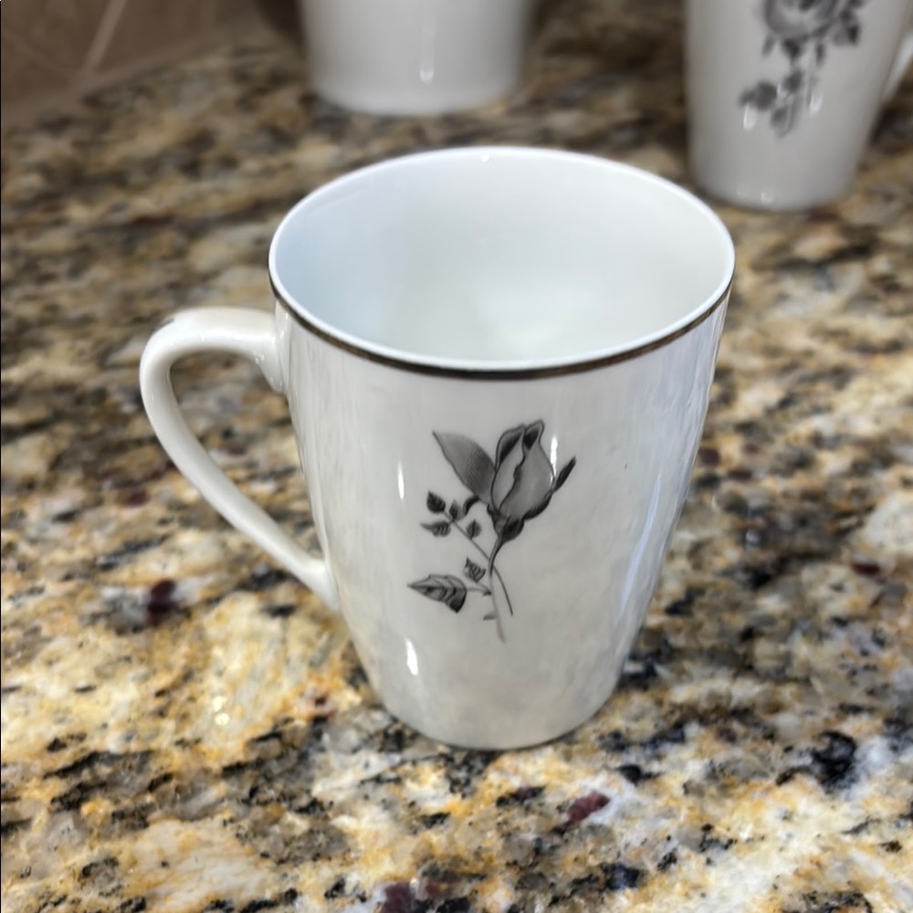 White and Gray Floral Coffee Set Kitchen Accessory - Picture 3 of 12